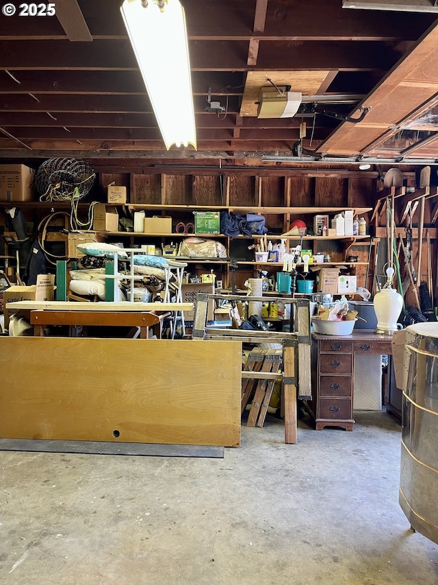 below grade area featuring a workshop area
