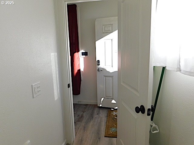 hall featuring dark wood-type flooring