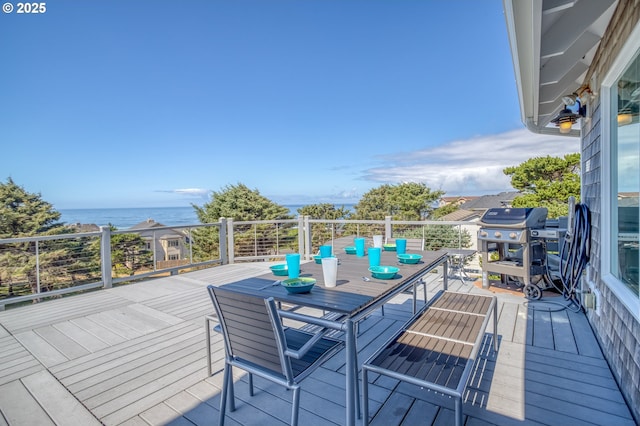 5020 NW Lee Ave, Lincoln City, OR 97367 - deck featuring a water view and grilling area
