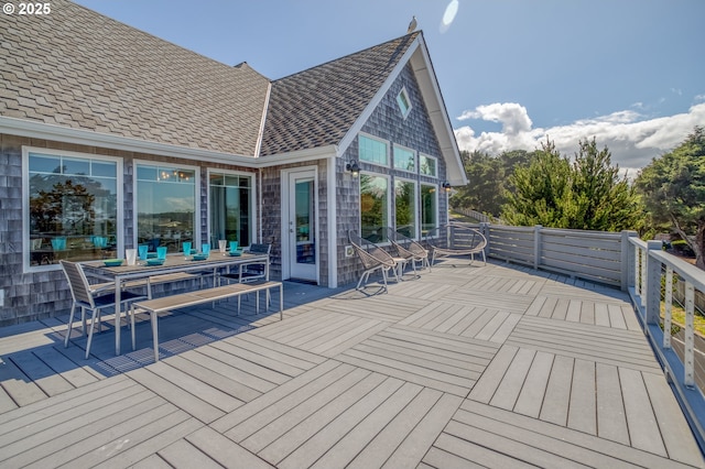 5020 NW Lee Ave, Lincoln City, OR 97367 - wooden deck featuring outdoor dining space