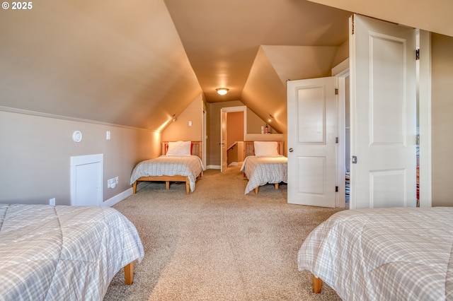 5020 NW Lee Ave, Lincoln City, OR 97367 - carpeted bedroom featuring lofted ceiling and baseboards