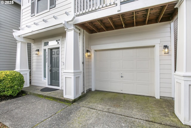 entrance to property with a garage