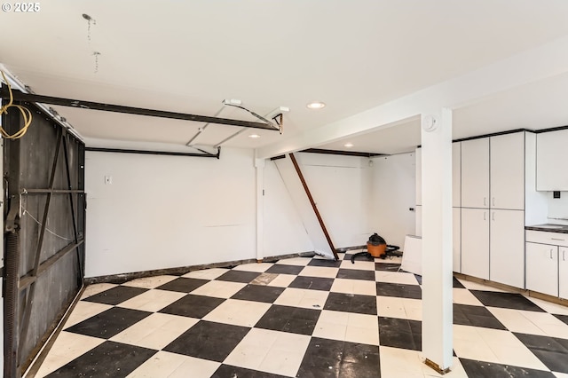 finished basement with recessed lighting