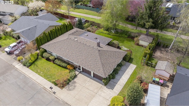 aerial view featuring a residential view
