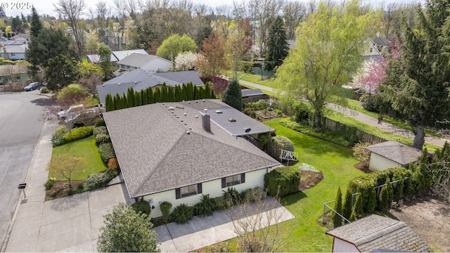 drone / aerial view with a residential view