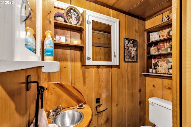 63645 E Barlow Trail Rd, Brightwood, OR 97011 - bathroom featuring wood walls, wood ceiling, and built in features