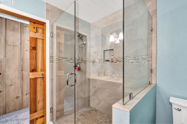 63645 E Barlow Trail Rd, Brightwood, OR 97011 - bathroom featuring a stall shower and toilet
