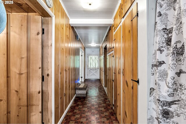 63645 E Barlow Trail Rd, Brightwood, OR 97011 - hall with brick patterned floors and wooden walls