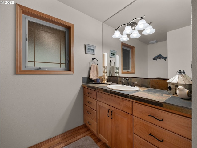 bathroom featuring wood finished floors and vanity