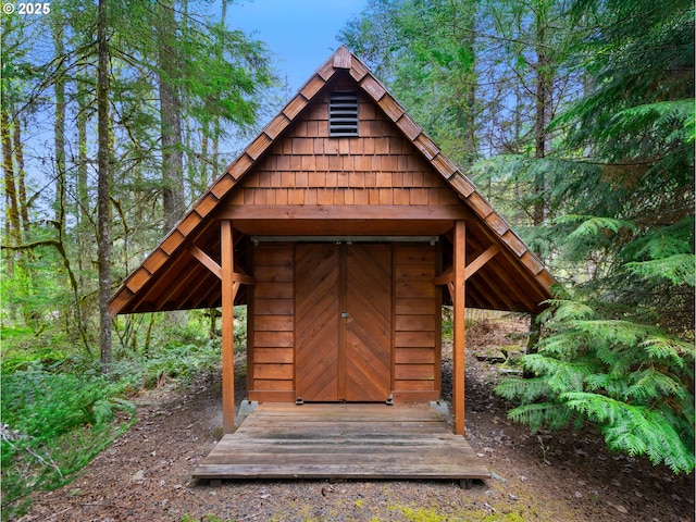 view of shed