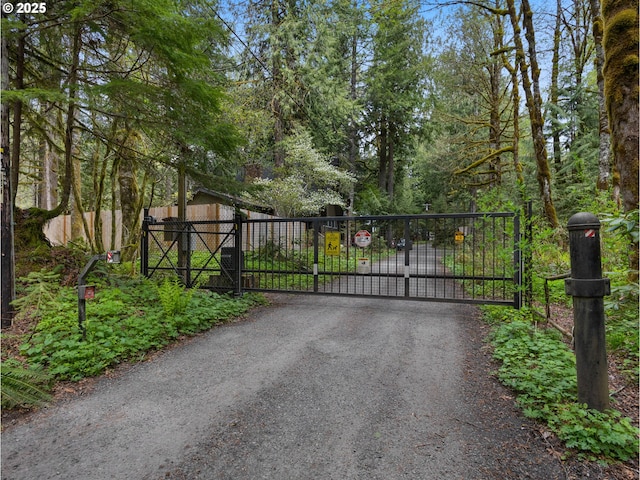 view of gate with fence