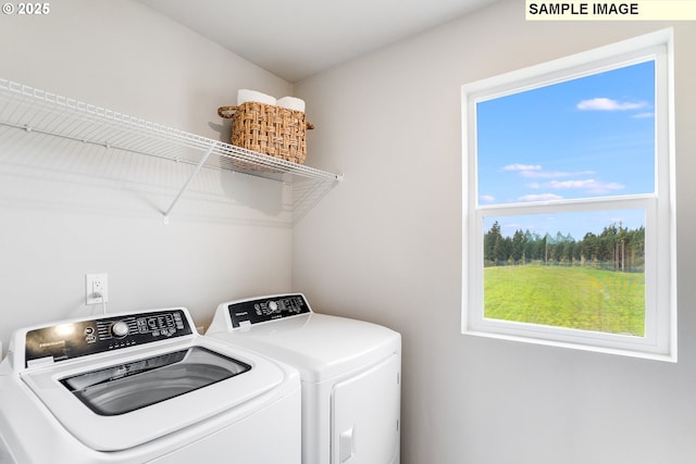 washroom with independent washer and dryer