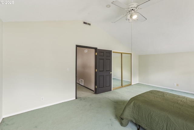 2039 N Jantzen Ave, Portland, OR 97217 - unfurnished bedroom featuring vaulted ceiling, carpet flooring, baseboards, and a closet