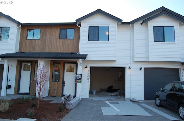 view of property with a garage