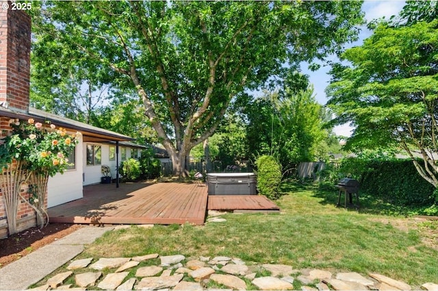 19555 SW Cascadia St, Beaverton, OR 97078 - view of yard with a deck and a hot tub