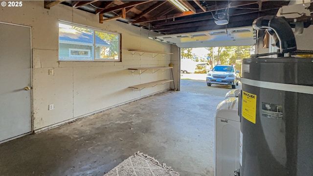 garage featuring electric water heater