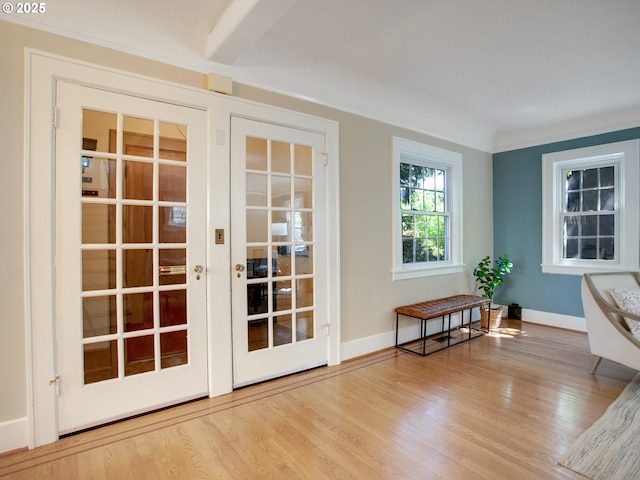 4214 NE Hassalo St, Portland, OR 97213 - entryway with wood finished floors and french doors