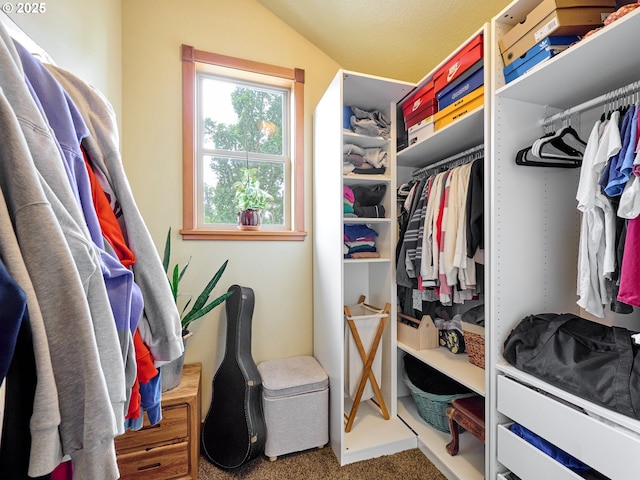 111 5th St, Silverton, OR 97381 - walk in closet featuring carpet floors and vaulted ceiling