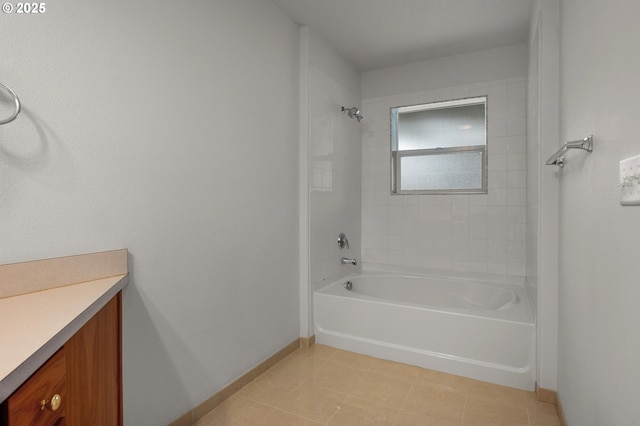 30326 SW Ruth St Unit 58, Wilsonville, OR 97070 - bathroom featuring shower / bath combination, baseboards, tile patterned flooring, and vanity