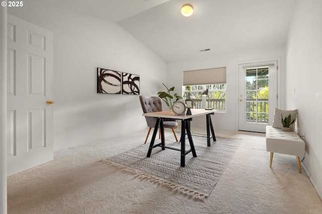 30326 SW Ruth St Unit 58, Wilsonville, OR 97070 - carpeted dining room featuring lofted ceiling and visible vents