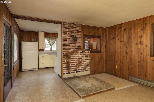 18570 Oakdale Rd, Dallas, OR 97338 - interior space featuring wood walls and a baseboard heating unit