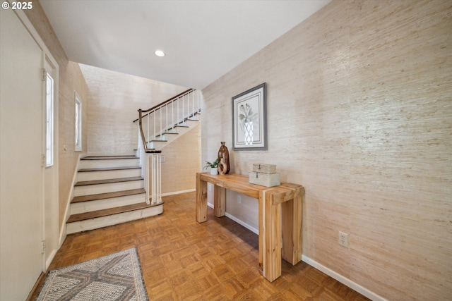 4401 SW Westdale Dr, Portland, OR 97221 - stairway with baseboards and recessed lighting