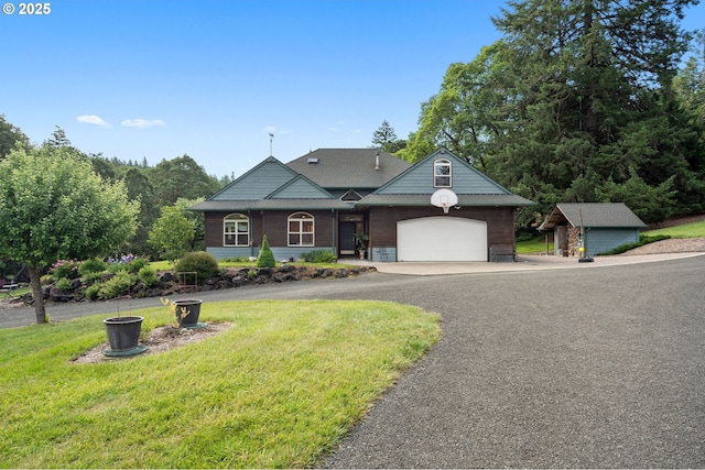 24605 Daisy Dr, Philomath, OR 97370 - view of front of house featuring a front yard, asphalt driveway, and an attached garage