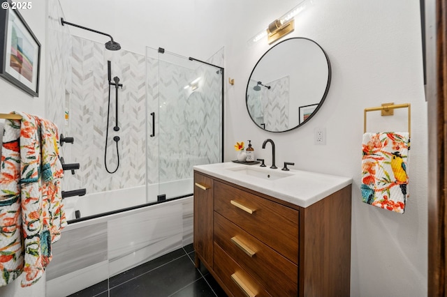 3777 Parkwood Way W, Linn, OR 97068 - full bathroom with combined bath / shower with glass door, vanity, and tile patterned floors