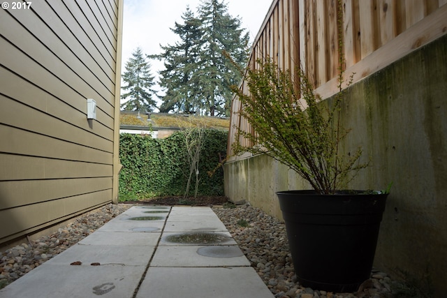 view of home's exterior with a patio