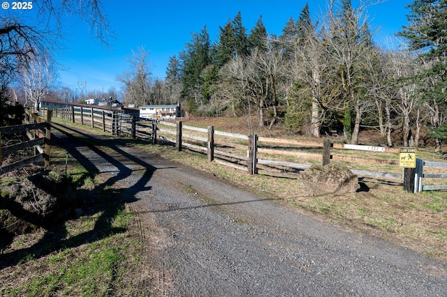 view of road featuring a rural view