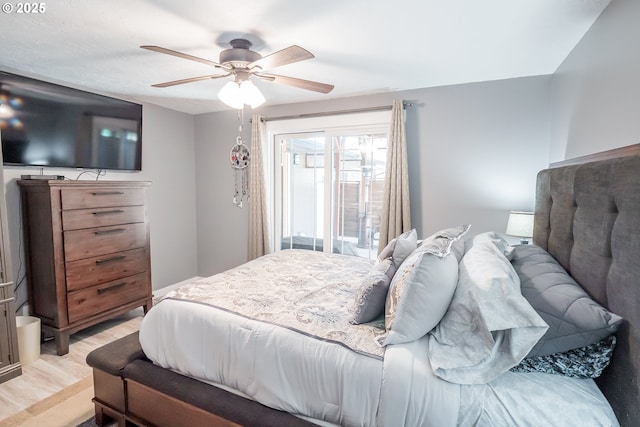4260 Murnane St, Eugene, OR 97402 - bedroom with a ceiling fan, light wood finished floors, and access to exterior