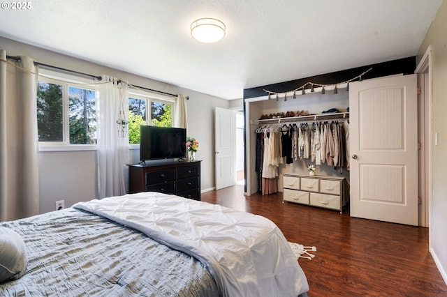 bedroom featuring a closet and wood finished floors