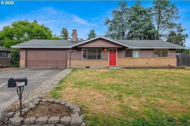 10700 NE 46th St, Vancouver, WA 98682 - ranch-style house with an attached garage, asphalt driveway, a chimney, and brick siding