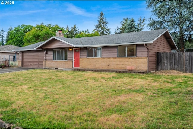 10700 NE 46th St, Vancouver, WA 98682 - ranch-style home with a garage, asphalt driveway, a chimney, brick siding, and a shingled roof