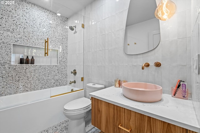 12718 SE 28th Ave, Milwaukie, OR 97222 - full bathroom with tile walls, shower / washtub combination, and vanity
