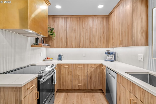 12718 SE 28th Ave, Milwaukie, OR 97222 - kitchen featuring electric range, stainless steel dishwasher, modern cabinets, and recessed lighting
