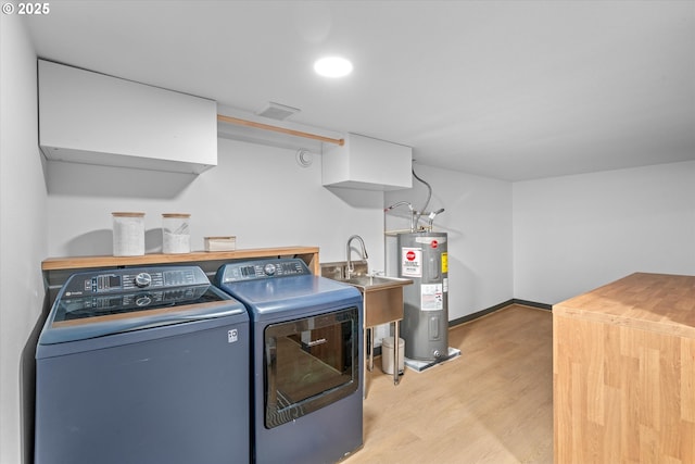 12718 SE 28th Ave, Milwaukie, OR 97222 - laundry room featuring independent washer and dryer, electric water heater, and light wood-style floors