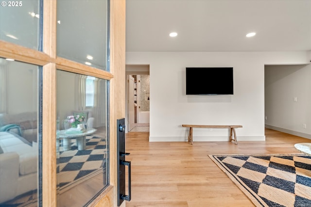 12718 SE 28th Ave, Milwaukie, OR 97222 - living area featuring wood finished floors and recessed lighting