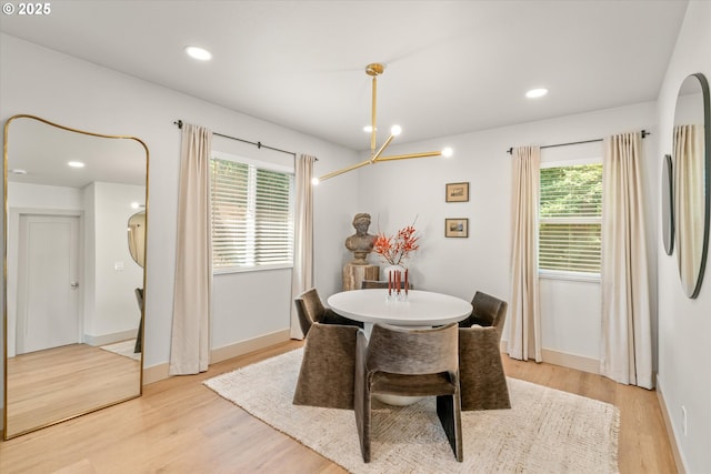 12718 SE 28th Ave, Milwaukie, OR 97222 - dining space with light wood-style floors, recessed lighting, and a chandelier