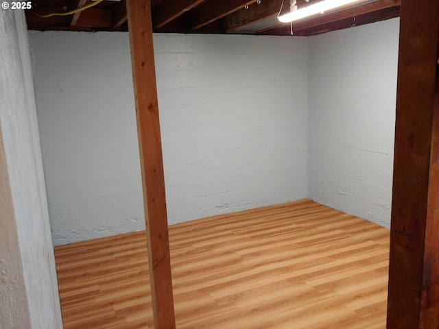 unfinished basement with wood finished floors