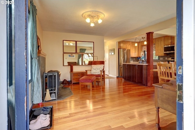 interior space featuring light wood-style floors