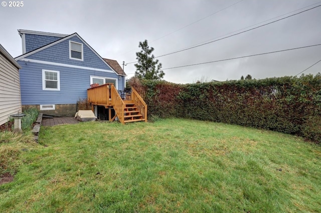 view of yard featuring a deck