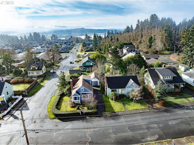 birds eye view of property with a residential view