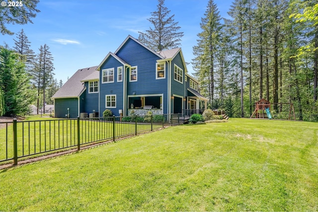 5441 NW Rubicon Ln, Portland, OR 97229 - back of house featuring a playground