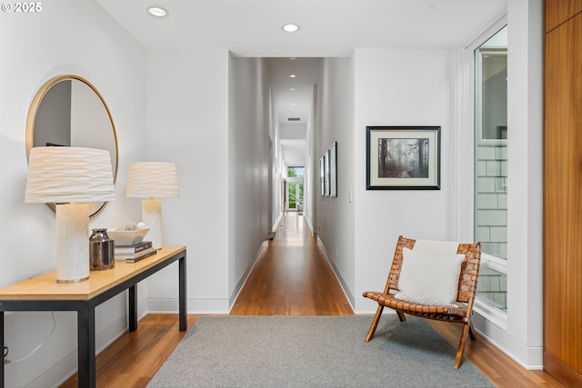 4140 NW Thunder Crest Rd, Portland, OR 97229 - corridor with wood finished floors, baseboards, and recessed lighting
