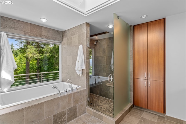 4140 NW Thunder Crest Rd, Portland, OR 97229 - full bath with a stall shower, a garden tub, and recessed lighting