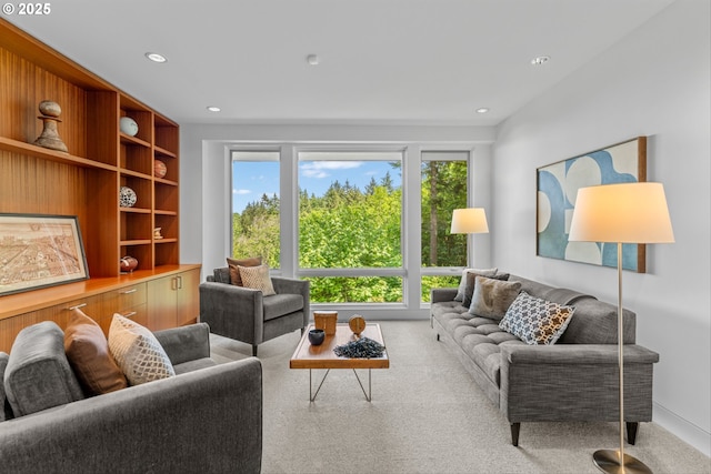4140 NW Thunder Crest Rd, Portland, OR 97229 - carpeted living area featuring healthy amount of natural light and recessed lighting