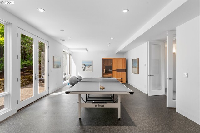 4140 NW Thunder Crest Rd, Portland, OR 97229 - playroom featuring french doors, healthy amount of natural light, baseboards, and recessed lighting
