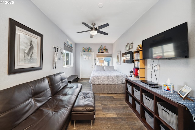 bedroom featuring dark hardwood / wood-style flooring