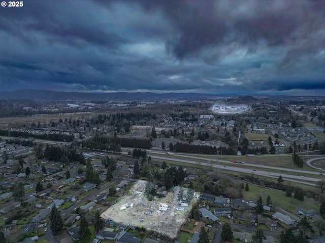 bird's eye view with a mountain view